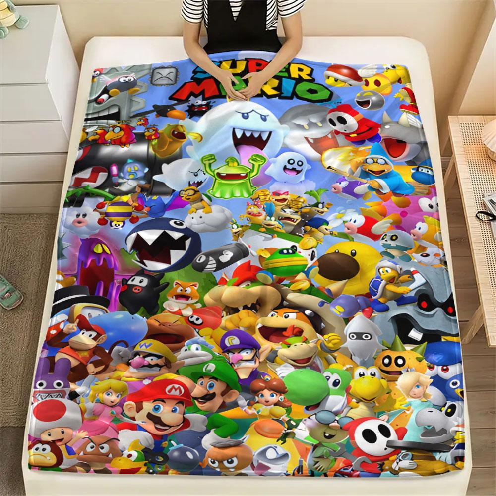 Super Mario Cartoon printing Flannel Blanket Bedroom Sofa Camping Warm blanket Gifts for family and friends-MJ017