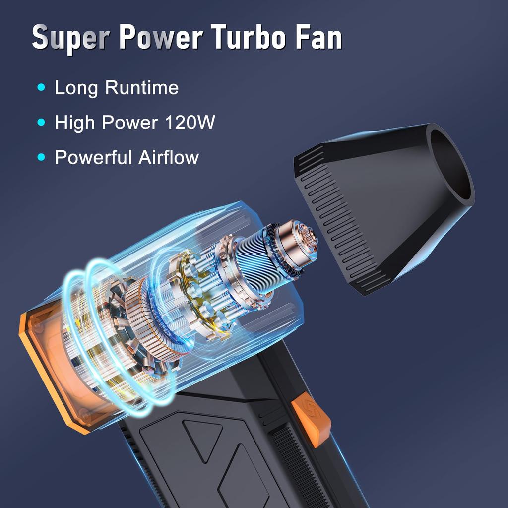 Electric Compressed Air Duster - 120m/s High-Speed Air Blower Fan, Mini Rechargeable Cordless Turbo Jet for Computer Car Keyboard Home