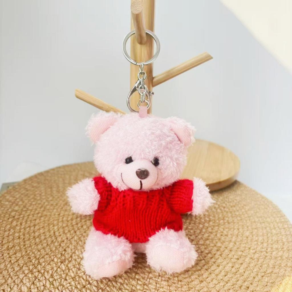 Wearable Teddy Bear Keychain Pendant – Plush Toy Gift for Graduation Season with Logo Print