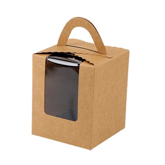 10Pcs 1 Position Handhold Cupcake Muffin Mousse Paper Packing Box Container