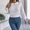 Damen Oversized Relaxed-Fit Einfarbiger Zopfstrick Langarm Pullover mit Taillenbetonung für Herbst/Winter Damen Strickpullover