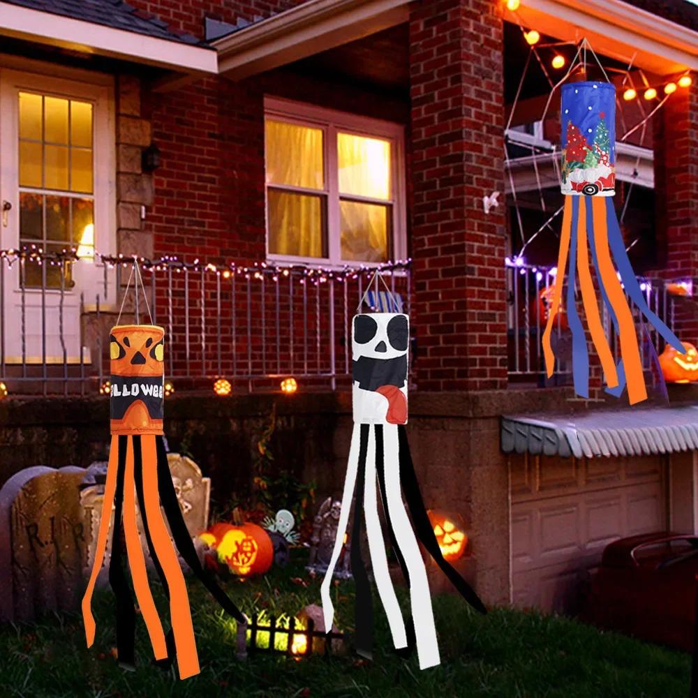 20PCS New Halloween Ghost Windsock Flag Waterproof Ghost Flag Patio Party Decoration Ghost Festival Outdoor Decoration Supplies