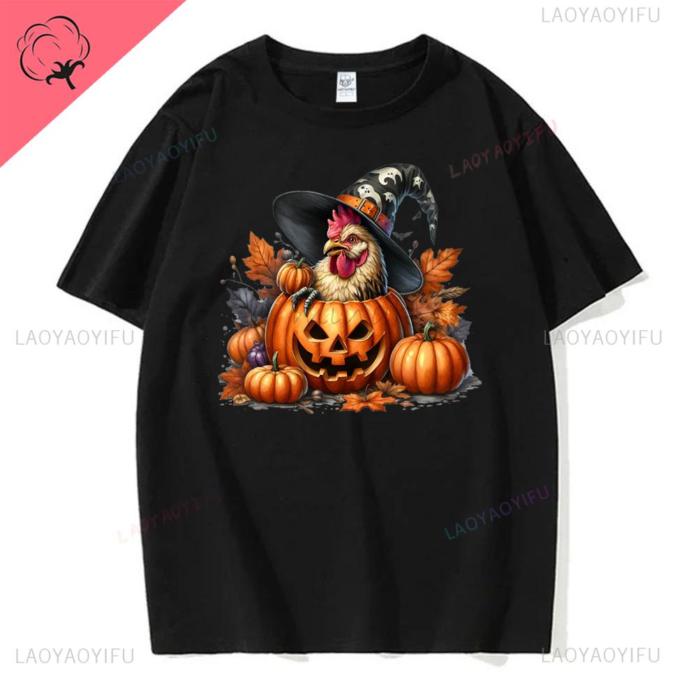 Women Ghost Pumpkin Bat Print Round Neck Pullovers Funny Halloween Costume Cotton Shirt Graphic T Shirts Y2k Top Harajuku Tops