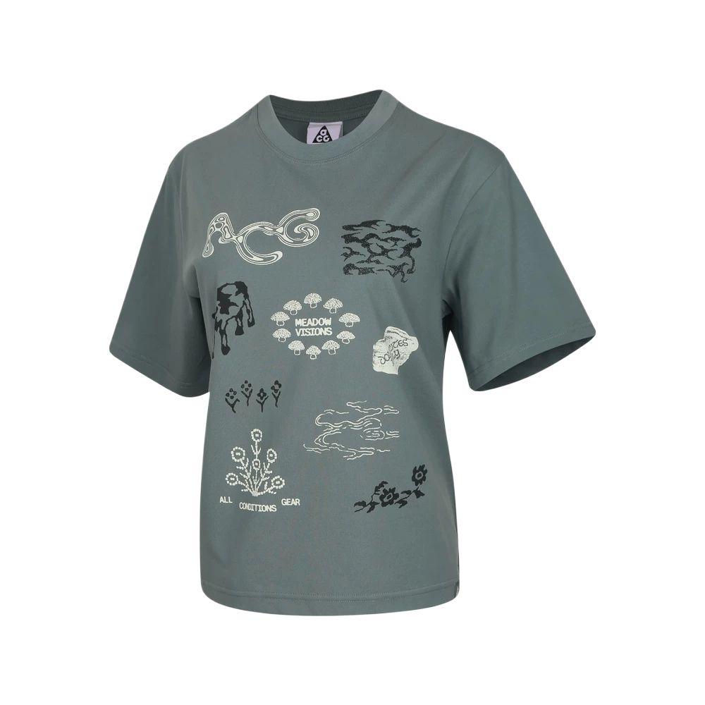 Nike ACG T Shirts Women s Gray Crew Neck Moderate II6227-382 L