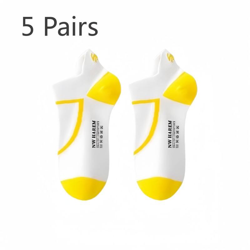 

5 Pairs of Men s Summer Thin Cotton Deodorizing Sweat Absorbing Breathable Pure Cotton Sports Boat Socks 5 Pairs жёлтый/белый