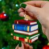 Acrylic 3D Mini Book Christmas Decoration Xmas Gifts Book Lovers Hanging Ornament Bookshelf Pendant