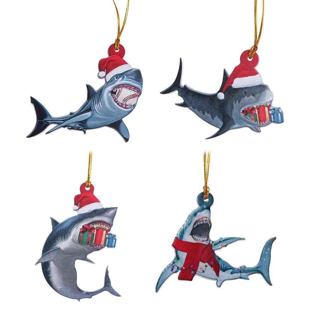 Hangings Christmas Shark Pendant Acrylic Christmas Tree Decoration  New Year