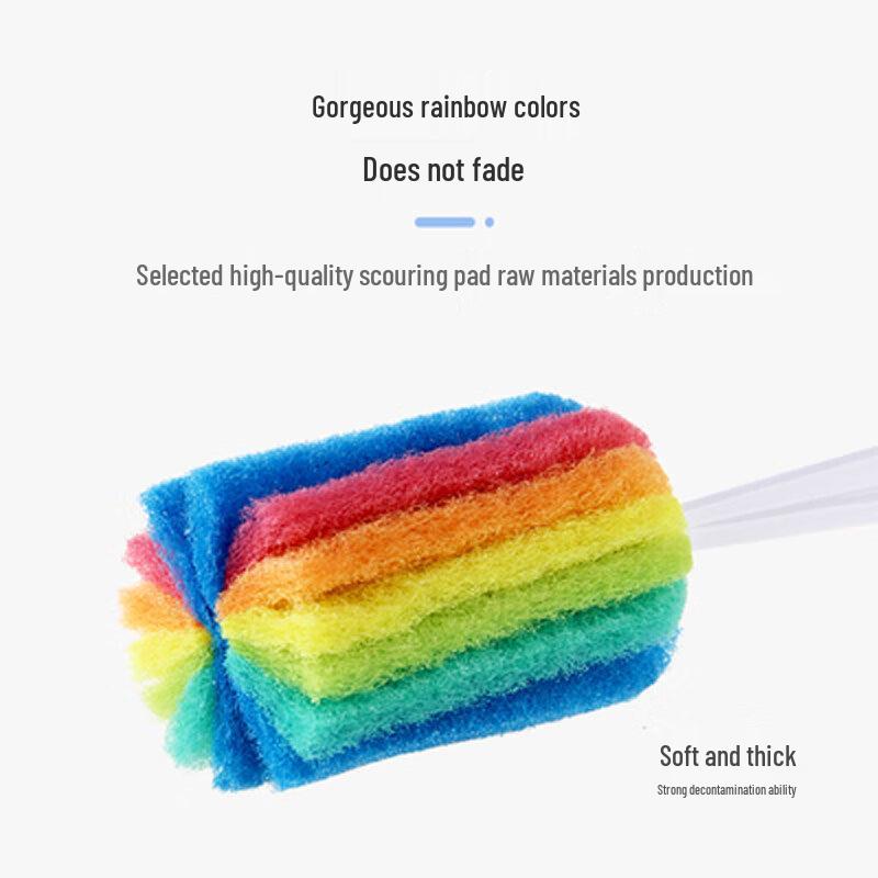 Homeglen Rainbow Long Handle Sponge Cup Cleaning Brush - 5 Pack