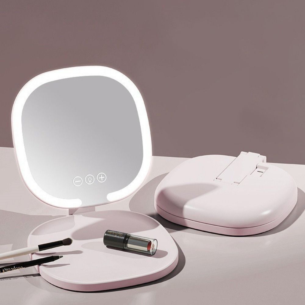 Adjustable Vanity Mirror with Lights Foldable Lighted Desktop Mirrors Business