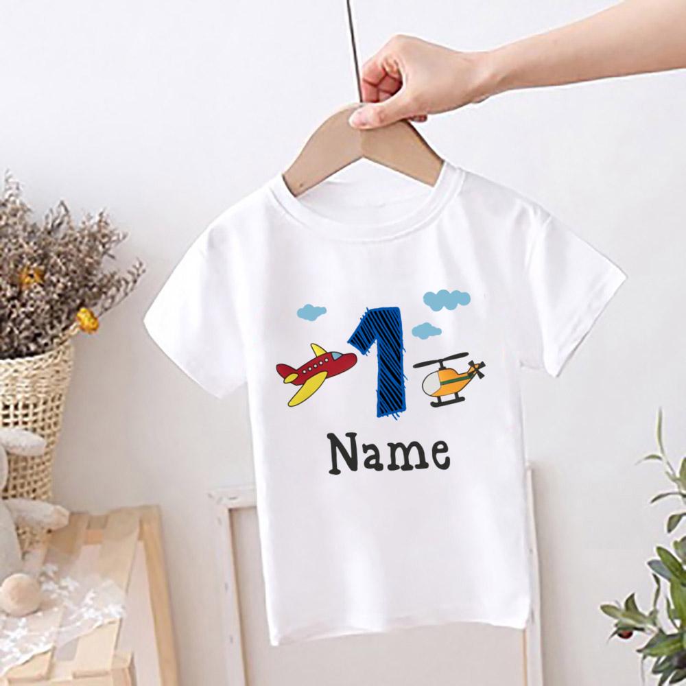 Personalized Airplane Birthday Shirts 1-9 Years Tee Custom Name T-Shirt Boys Birthday Party Outfit Clothes Kids Gift Fashion Top