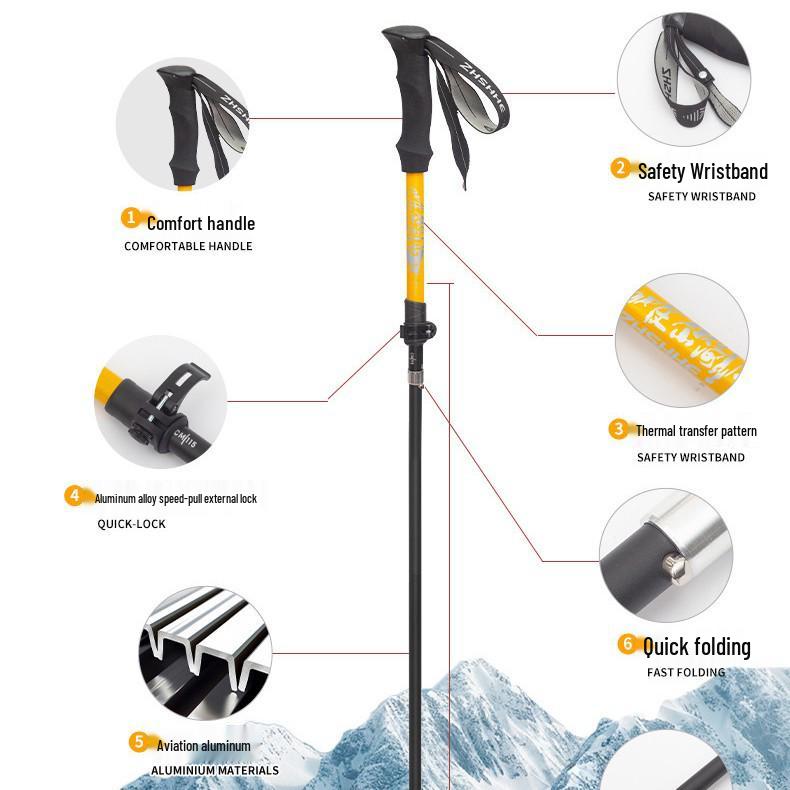 Ultra-Light 7075 Aluminum Folding Trekking Pole - Mountaineering & Climbing Equipment