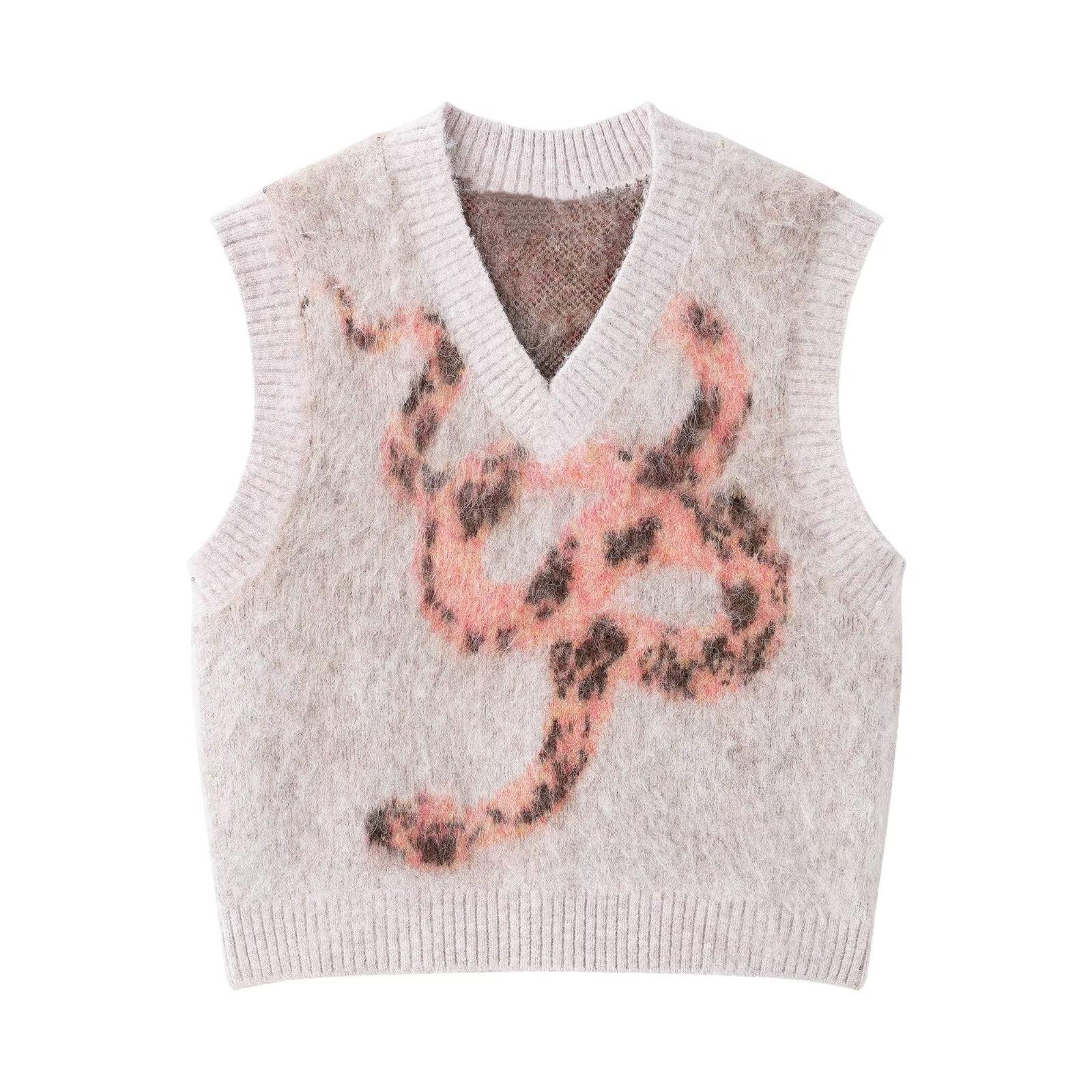 

Spring 2025 Women s Slim Jacquard Vest-Style Knit Sweater Medium