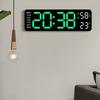 Multifunctional LED Wall Clock with Temperature Display Adjustment Brightness and 2 Alarms 12/24 Hour Memory Function