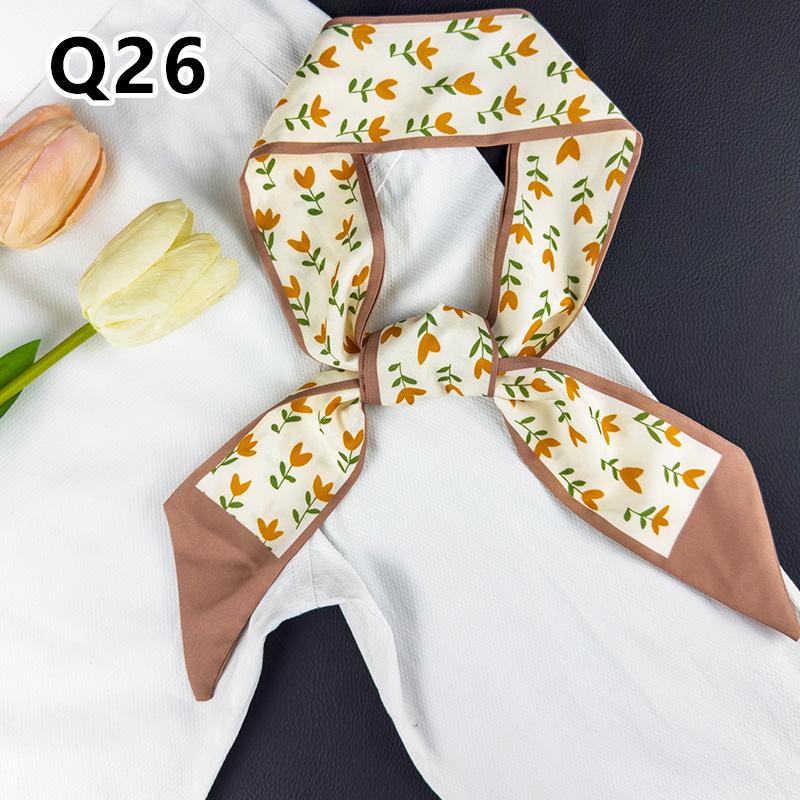 New Long Versatile Silk Scarf Tied Hair Band Bow Letter Floral Streamer Tied Bag Gift Small Silk Scarf