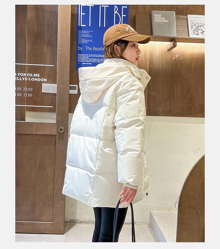Meilade Women's Winter Korean Style Mid-Length Petite Down Cotton Coat - Thick Loose Fit Bread Jacket