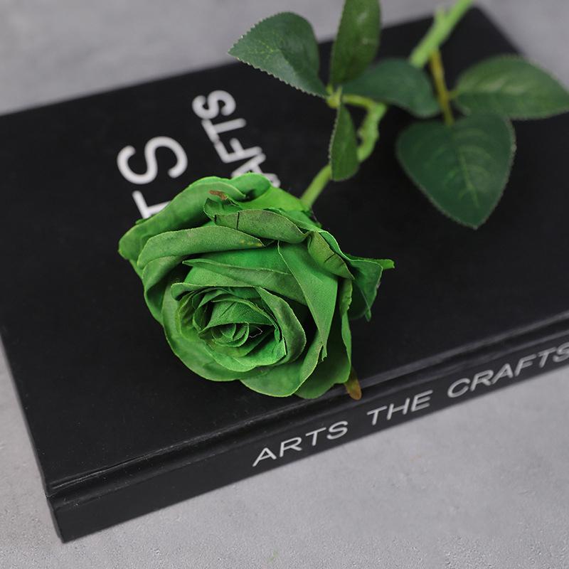 

Colorful Realistic Touch Artificial Roses Flowers Rainbow Lifelike Silk Roses Flowers Non-Fading Plastic Fake Flowers зелёный