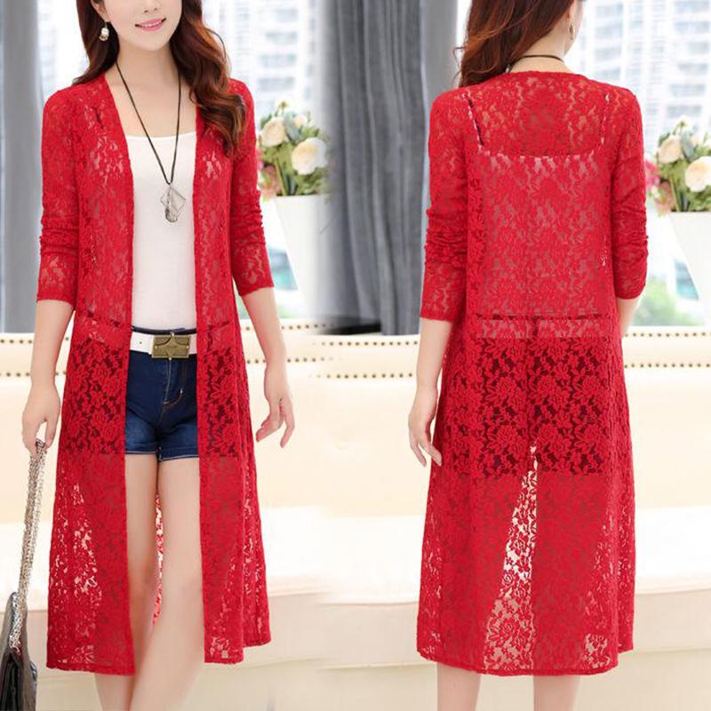Summer Women Sun Protection Clothing Casual  Long Sleeve Sun Shirts Loose Thin Lace Coat