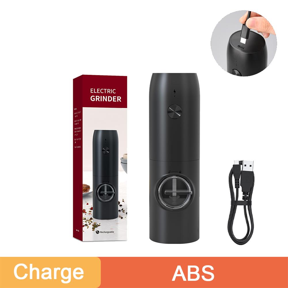 Moedor de sal e pimenta elétrico recarregável com base de carregamento USB, moedor de especiarias automático de aço inoxidável, moinho de pimenta com LED