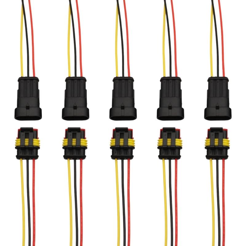 5Pcs Automotive Connector Male Female Electrical Connector Plugs with Wire for Car Truck Boats Other Wire Connection