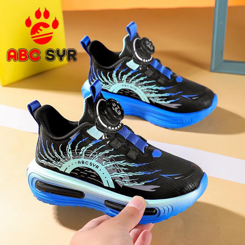 Boys  Non-Slip Leather Basketball Shoes - Spring 2025 36 чёрный/синий
