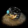 New European and American Popular Jewelry Style Two Color Electroplated Turquoise Engagement Ring