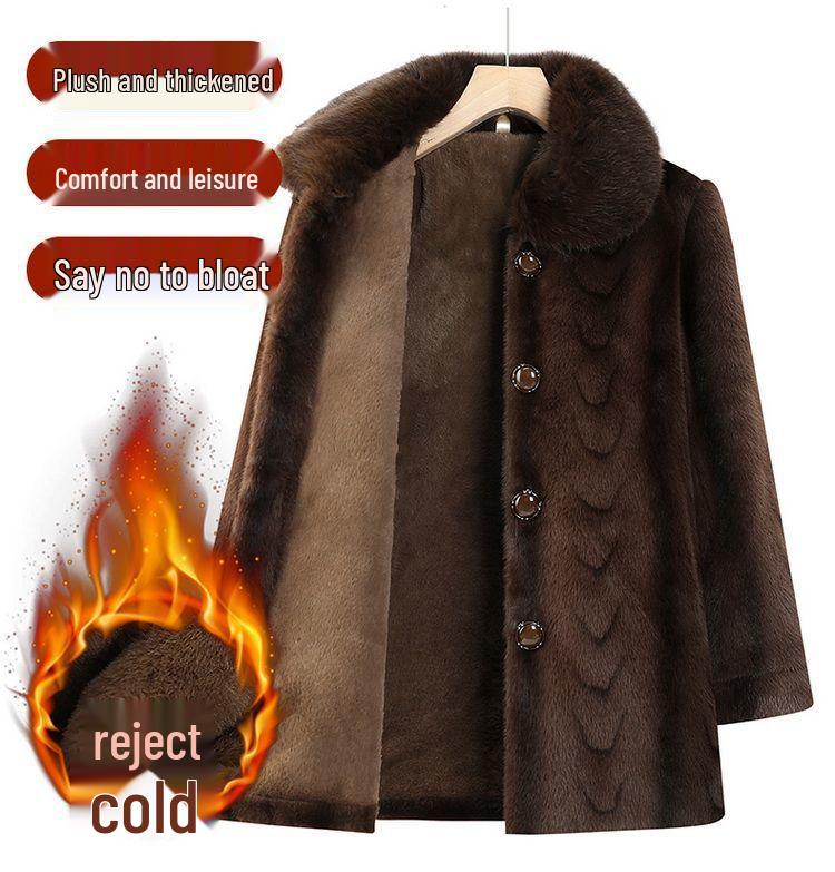 Women's Fleece-Lined Winter Coat for Middle-Aged & Elderly - New Mink Velvet Style for Moms & Grandmas