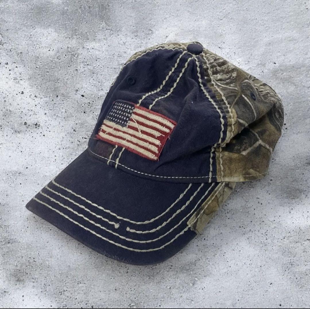 

[USED] Vintage camo cap, American flag