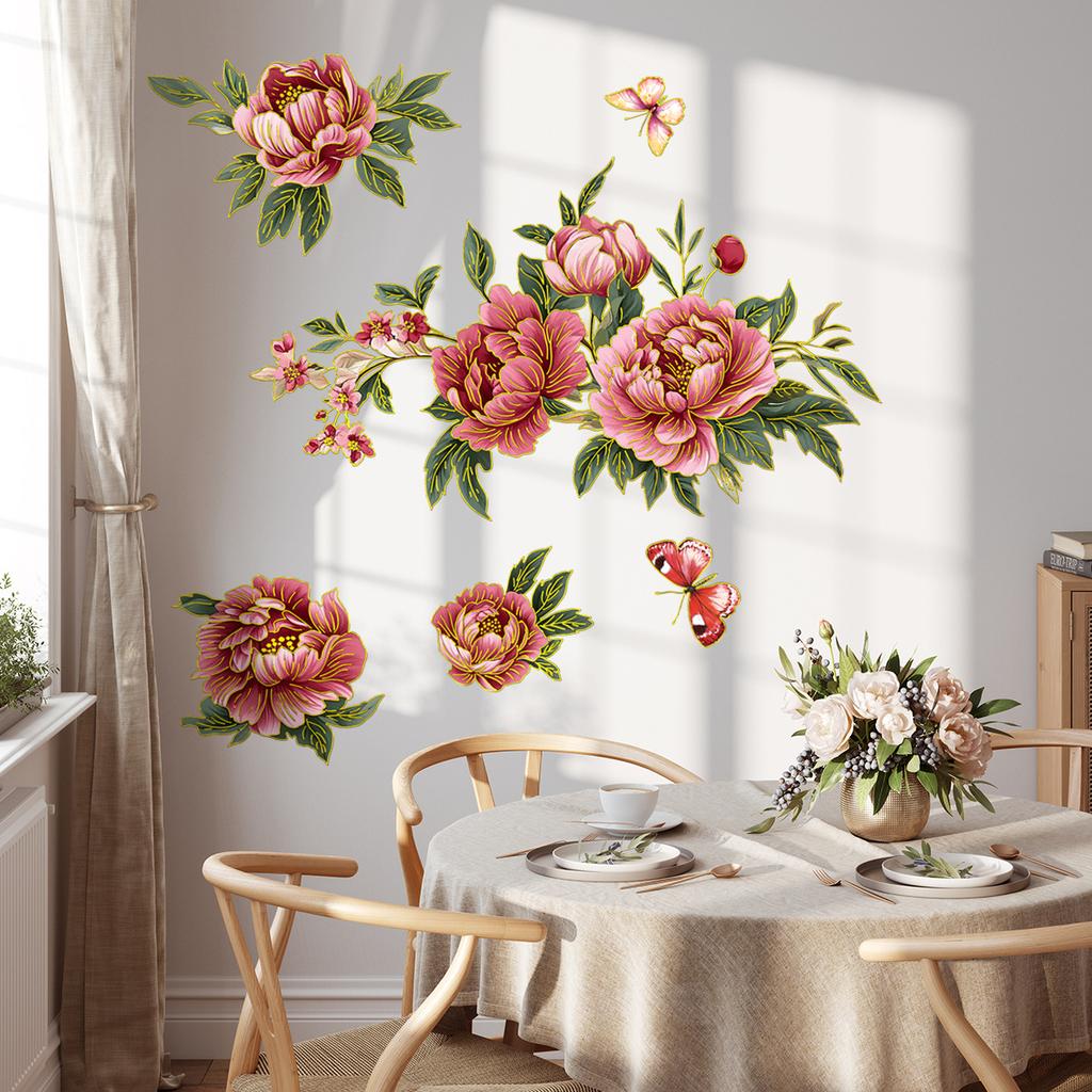 Tj11003 Creative Big Flower Pink Flower Wall Sticker Beautify Decoration Living Room Bedroom Background Self-Adhesive Wall Sticker