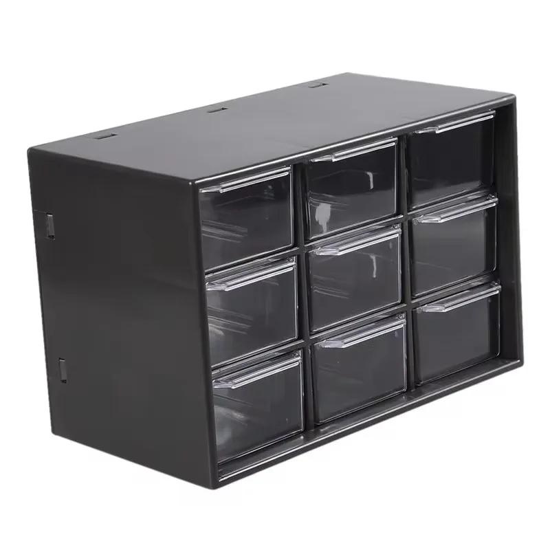 Desktop 9 Grid Storage Boxes Organizer Transparent Small Drawer Partitioned Student Desk Wall-mounted Sundries Storage Box Cute