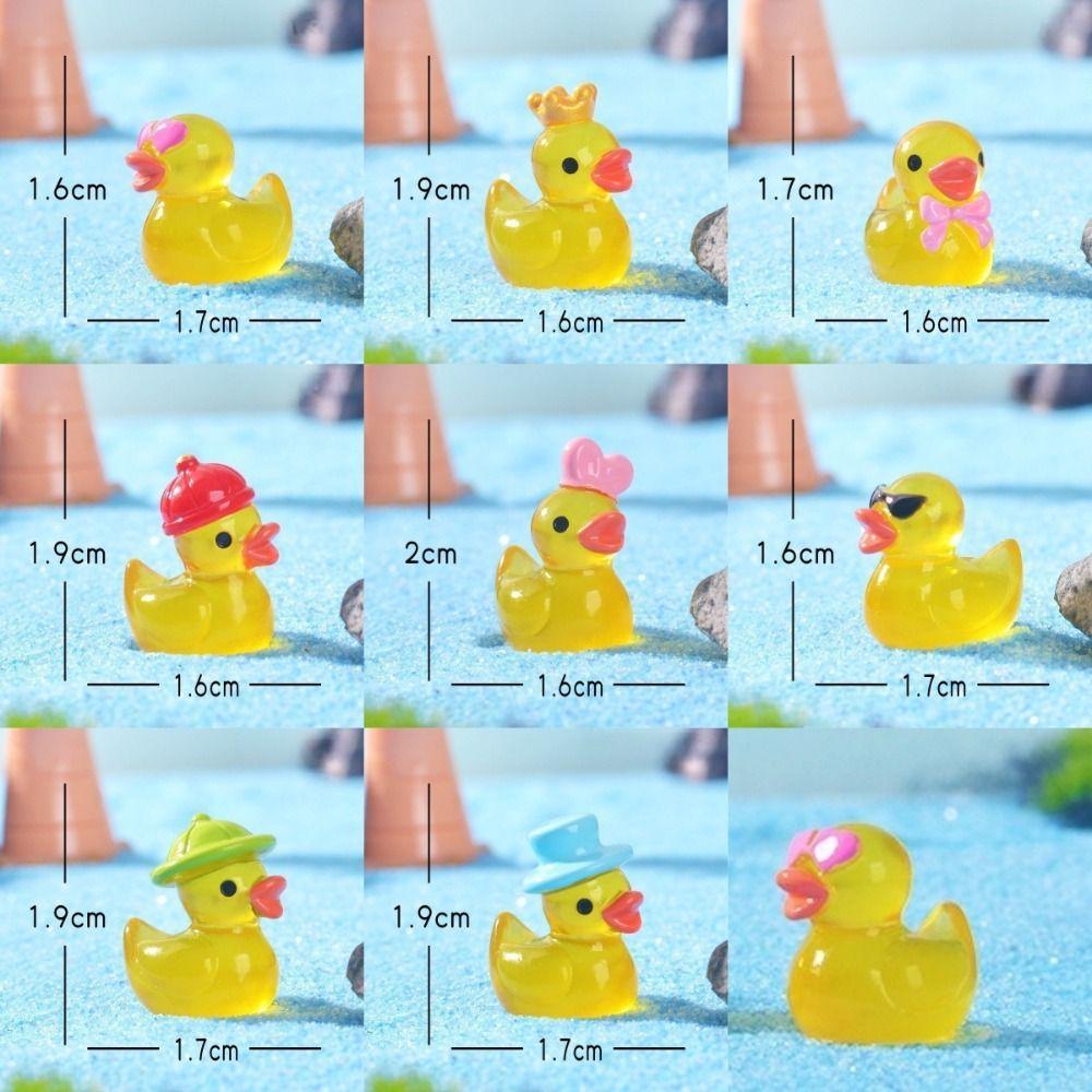 16pcs Mini Size Glow-in-the-Dark Ducks Yellow Ducklings Ornaments Luminous Ducklings  Party Favors