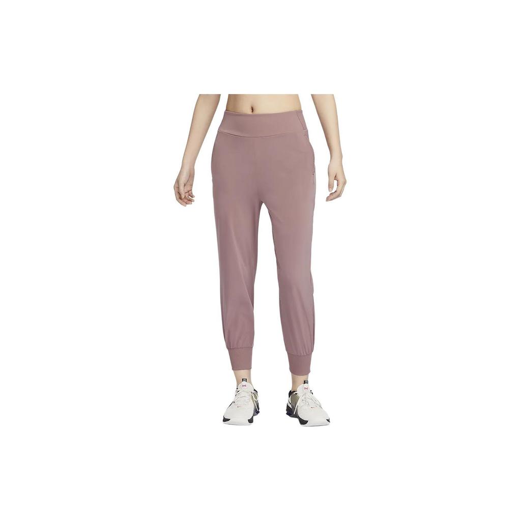 Nike Dri-FIT Bliss Solid High-Waisted Quick-Dry Knitted Sports Pants Women Bottoms Smoke-Gray Purple-Red DV9454-208