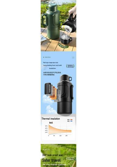 Extra Large Insulated 316 Stainless Steel Water Bottle for Home & Outdoor Use - Antibacterial & Durable