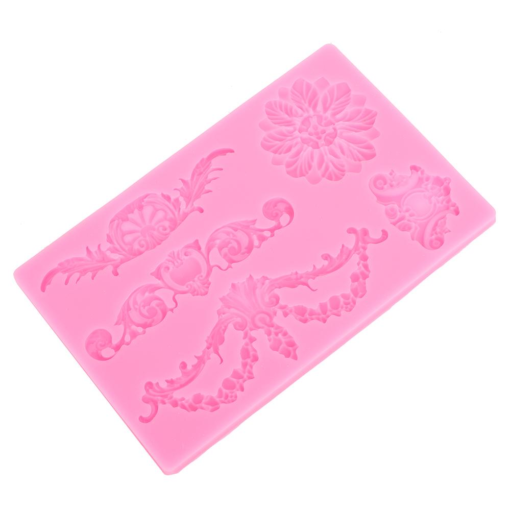 DIY Europäische geprägte Blume Silikonform Kuchen Fondant Keks Schokolade Form Dekorieren Backwerkzeug Rosa