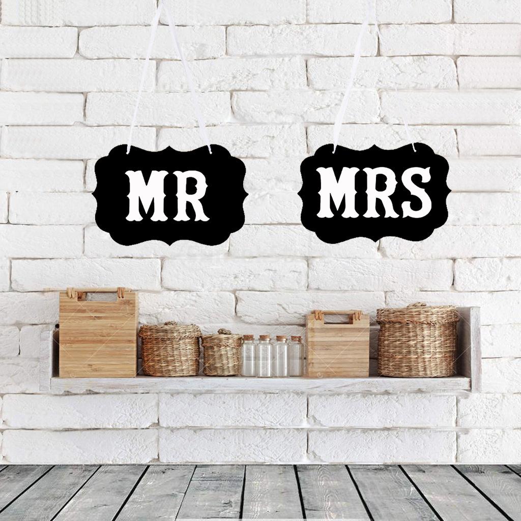 MR & MRS Kraft Paper Board With Ribbon Photo Props Chair Signs Wedding Decor Letter Sign Event Party  Decoration Supplies