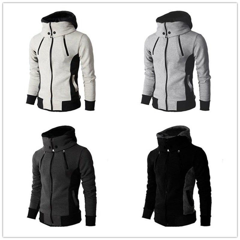 Men's Thickened Hoodies Double Zipper Assassin's Creed Autumn and Winter Slim Coat