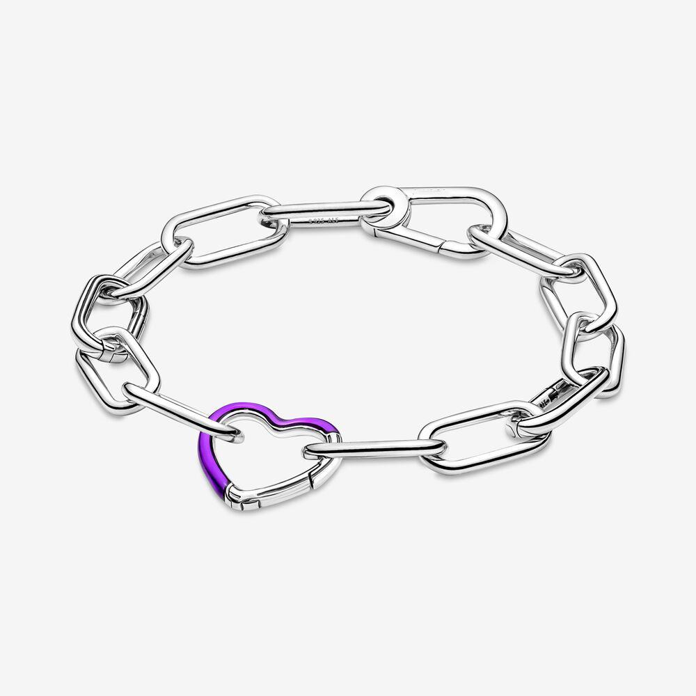 S925 Sterling Silber ME Serie Armband Styling Glänzend Lila Herzförmiges Mittelglied Armband für Frauen Geschenk
