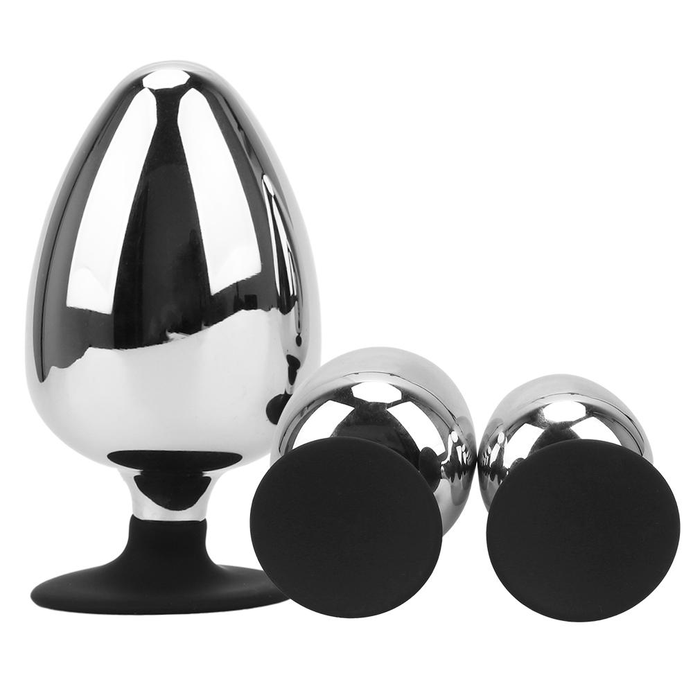Anal Dildo Prostate Massager Anus Dilator Private Goods Sex Toys For Women Men with Suction Cup Extra Big Diameter Anal Plug Smooth Metal Butt Plug