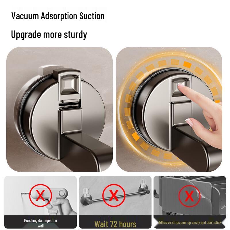 Punch-Free Suction Cup Wall-Mounted Towel Rack