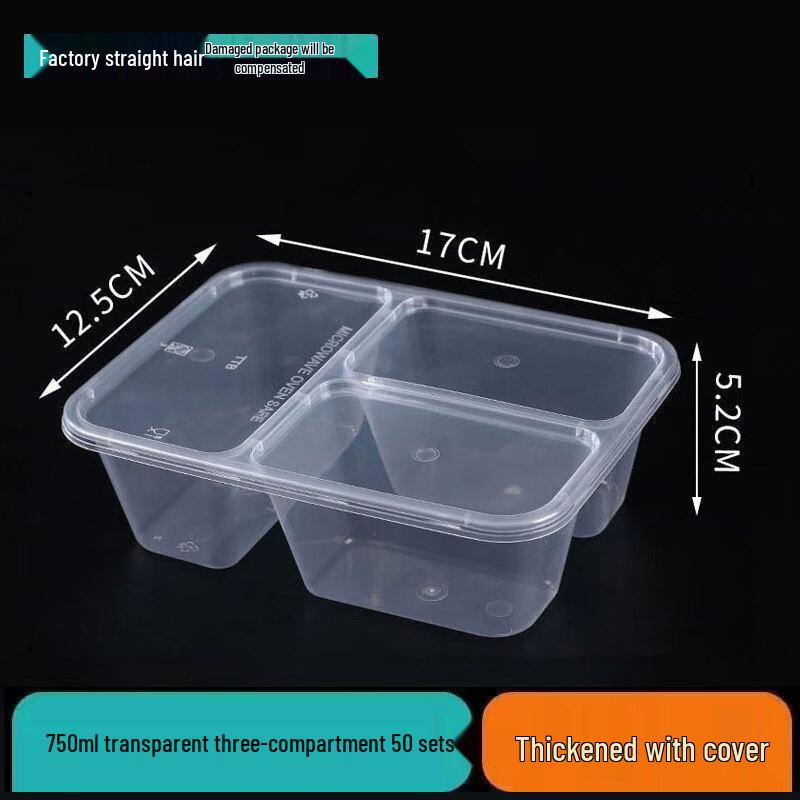 Jiemengzhe Disposable 3-Compartment Meal Prep Containers