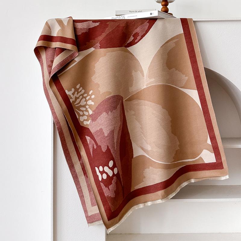 Niche Simple Style Warm Thickened Scarf Women'S Winter Advanced Sense Large Shawl Student Scarf Women
