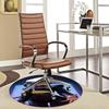 1pc Anime Design Round Carpet - Office Chair Mat with Purple Hair and Blue Floral Print, Suitable for Home Decor, Gaming Room