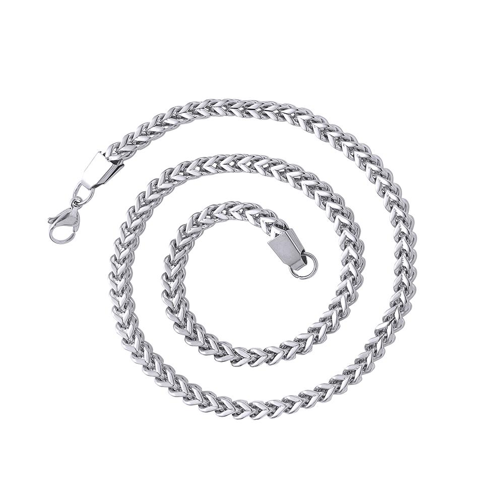 SC025 5mm Stainless Steel Link Chain Necklace Men s 4-side Cuban Necklace 16inch(40.64cm)