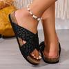 Fashion Fashion Leopard Print Cross Band Slippers Women 2025 Summer Plus Size Platform Sandals Woman Non Slip Beach Flip Flops Female 43
