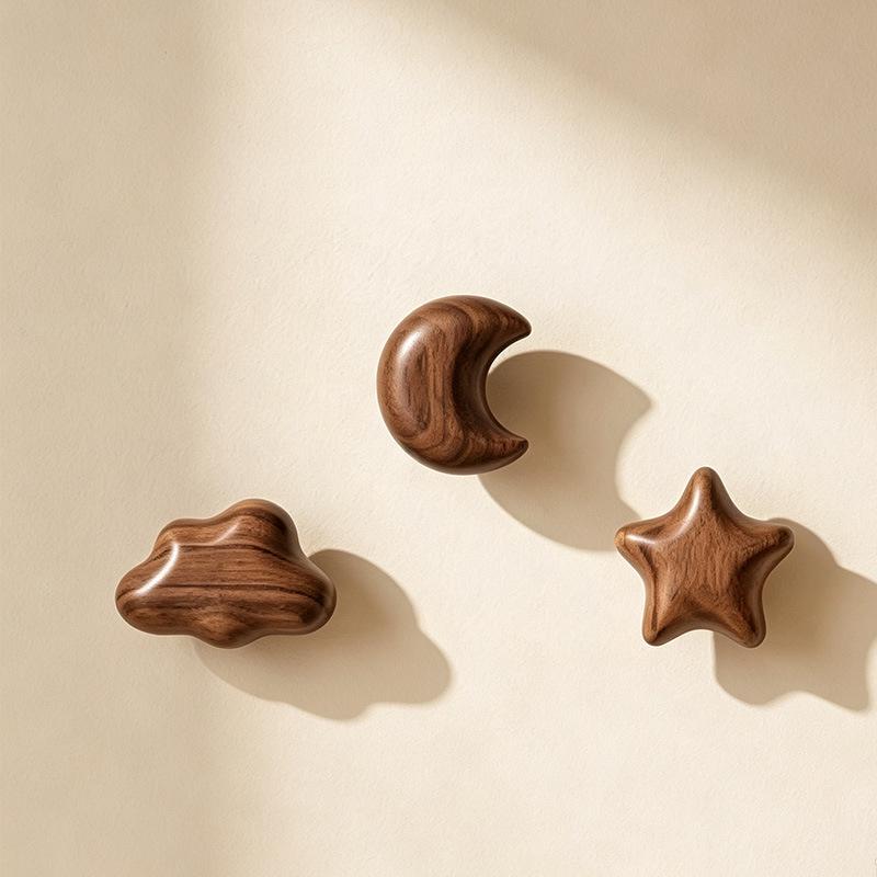 Solid Wood Moon, Star & Cloud Coat Hook for Hallway or Bedroom