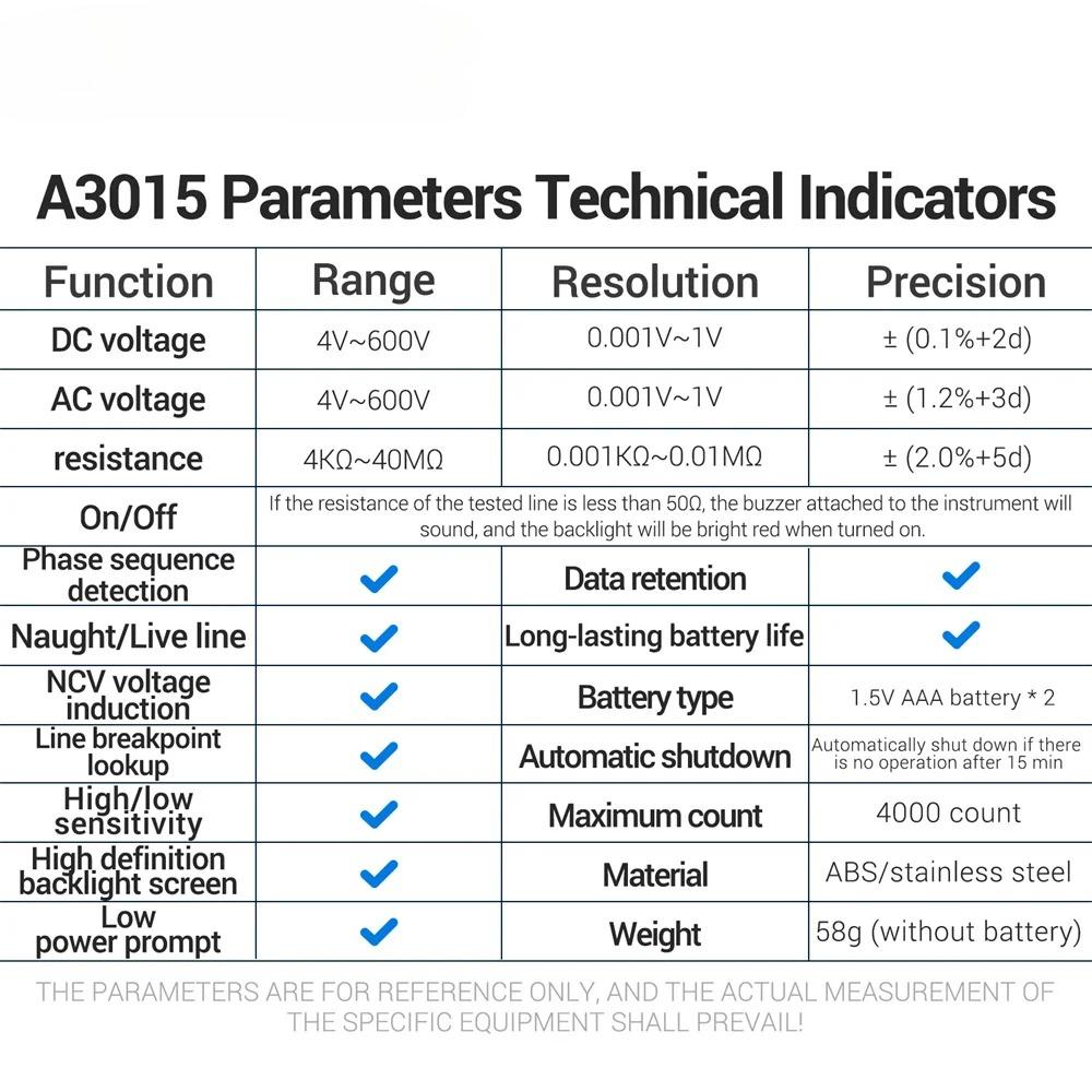 Multifunktionales Digitales Multimeter Phasenfolgeprüfer Stift AC/DC Spannung Null/Feuerleitungstest 4000 Zählungen NCV Detektor Prüfgeräte Digitalanzeige
