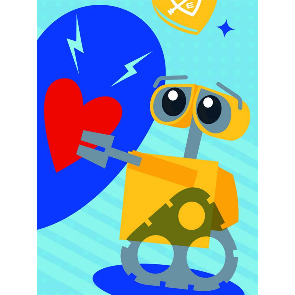 

Disney Diamond Painting Cartoon Wall-E WallE Flat Style Illustration Handmade DIY Cross Stitch 5D Full Diamond Mosaic Home Room Decoration Round 20x30cm