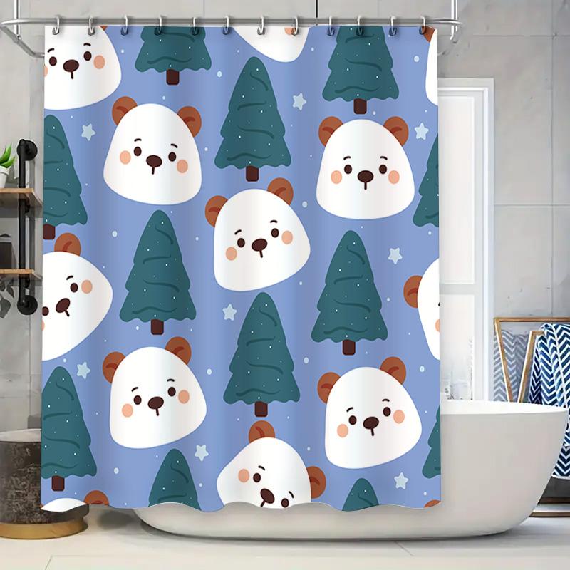 

Blue Snowman Christmas Shower Curtain Waterproof Fabric Home Decor Bathroom Liner Set For Kitchen Window Size 72X84 Inches (183C W60H190(CM)-1 Pcs