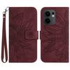 For Oppo Reno13 F 5G/4G Case Sunflower Imprint Leather Wallet Phone Cover with Wrist Strap