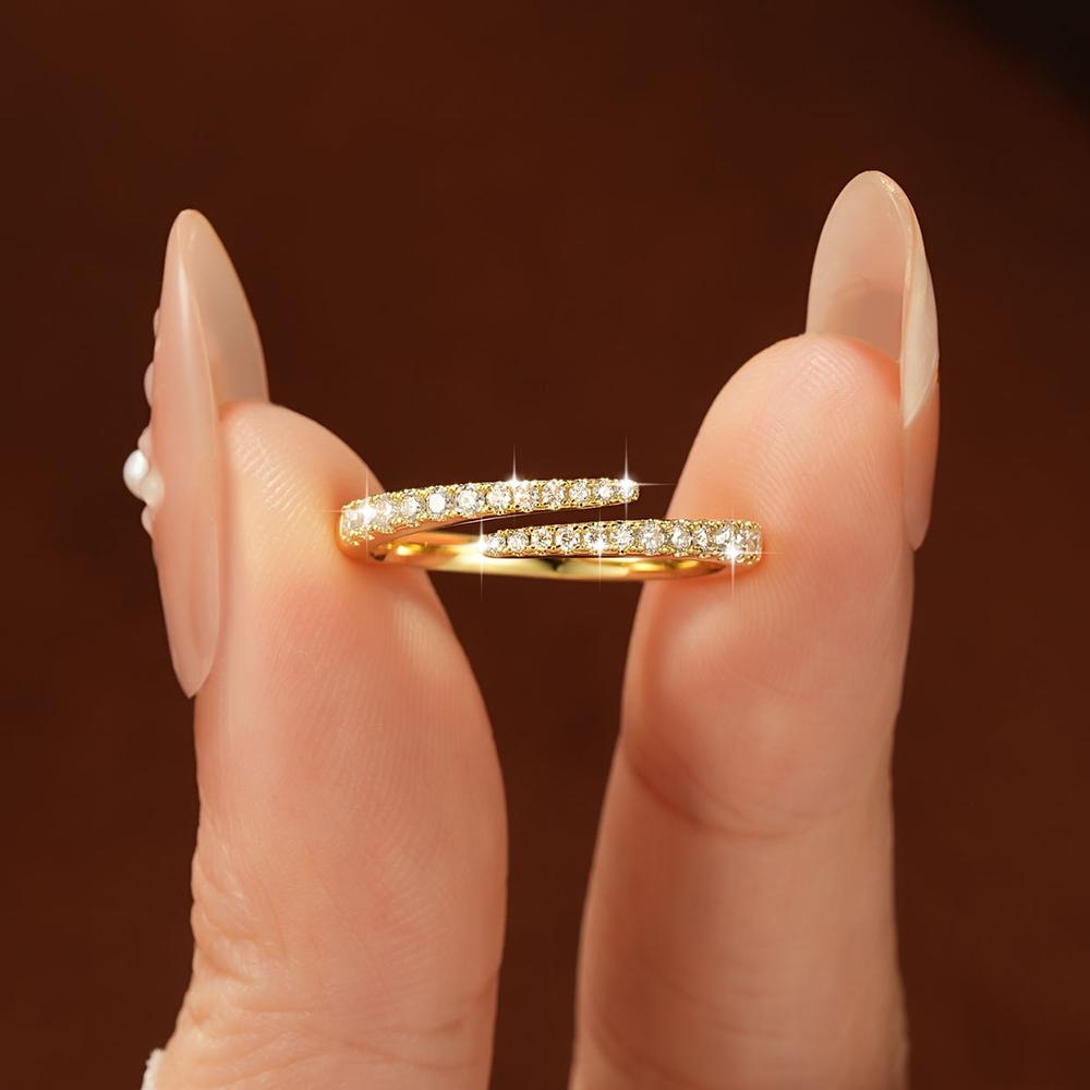 New Fine Rings Unisex Hip Hop Moissanite Ring Engagement Adjustable Half Open Twist Eternity Band Ring Gifts Unisex