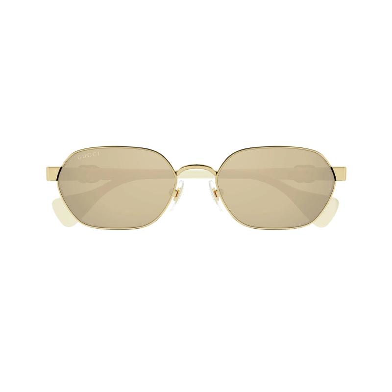 Gucci Decorative Detail Metallic Irregular Sunglasses Men's Gold